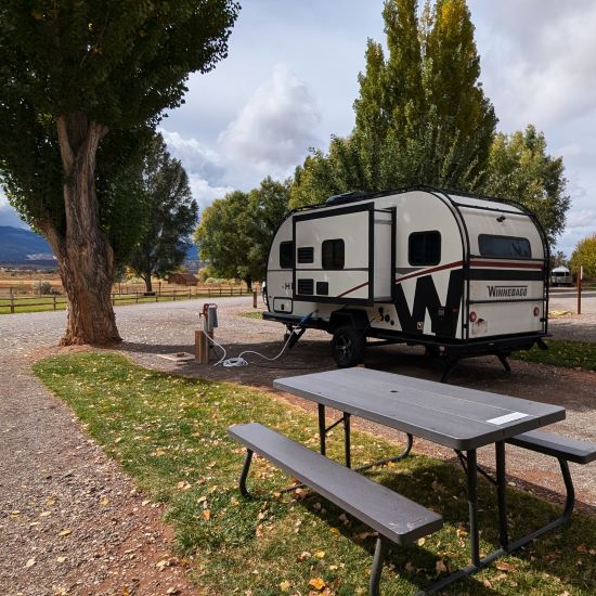 An RV parked in one of our sites